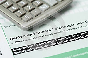 German Tax return for tax office with form