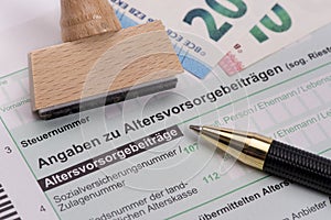 German Tax return for tax office with form