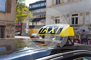 German taxi sign in an urban enviroment