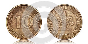 German ten pfennig from 1977