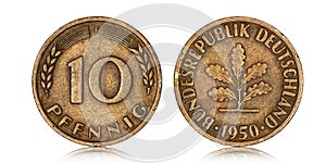 German ten pfennig coin from 1950