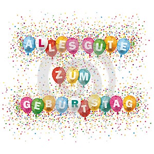 Alles Gute Geburtstag Cover Colored Balloons Confetti Explosion photo