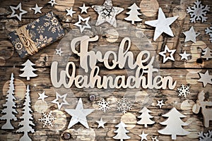 German Text Frohe Weihnachten, Means Merry Christmas In English, Flatlay