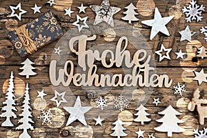 German Text Frohe Weihnachten, Means Merry Christmas In English, Flatlay