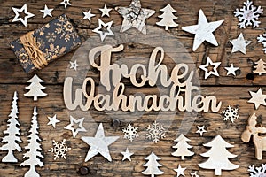 German Text Frohe Weihnachten, Means Merry Christmas In English, Flatlay