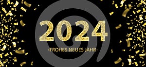 2024 Neues Jahr Golden Confetti Black Header photo