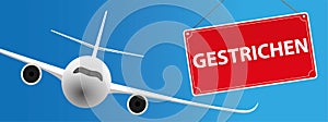 Sign Gestrichen Flights Jet Header