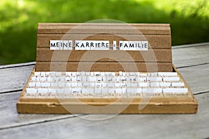 German text: Meine Karriere Familie photo