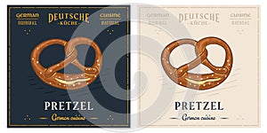 German traditional bread Prezel with salt illustration