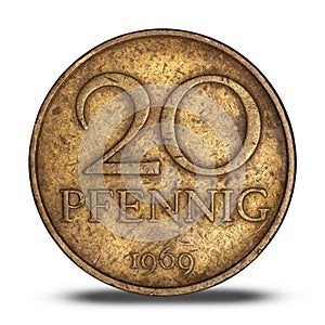 German twenty pfennig from 1969