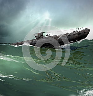 German U-Boat in the North Atlantic