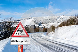 German Warning Sign onset of winter
