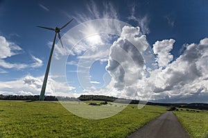 German windrad with cloudscape