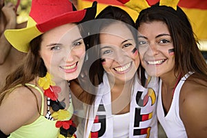 German women soccer or sport fans.