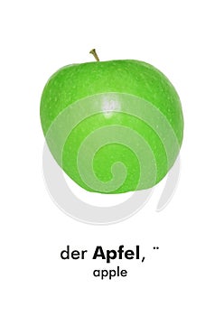 German word card: Apfel (apple photo