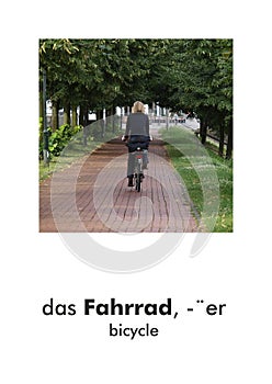 German word card: Fahrrad (bicycle