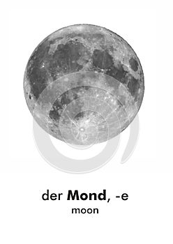 German word card: Mond (moon photo