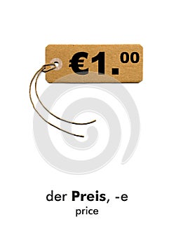 German word card: Preis (price photo