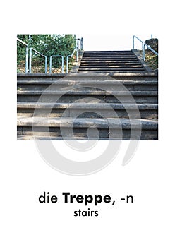 German word card: Treppe (stairs