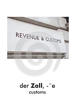 German word card: Zoll (customs