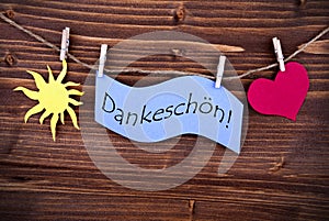 The German Word DankeschÃ¯Â¿Â½n on a Purple Label photo