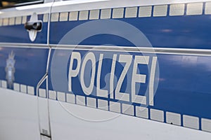 German writing police on a police car