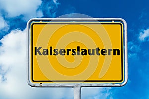 German yellow City Sign Kaiserslautern Germany
