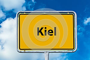 German yellow City Sign Kiel Germany