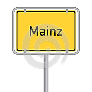 German yellow Street Sign - Landeshauptstadt Mainz. Vector Eps10