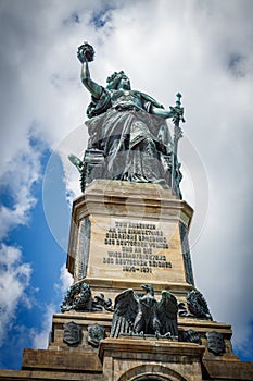 The Germania statue at the Niederwalddenkmal above RÃ¼desheim am