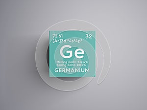 Germanium. Metalloids. Chemical Element of Mendeleev\'s Periodic Table.. 3D illustration