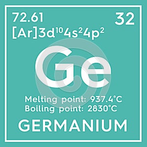 Germanium. Metalloids. Chemical Element of Mendeleev\'s Periodic Table.. 3D illustration