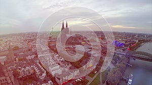 Germany from above, Cologne Koln aerial, city symbols Cathedral Dom, Rathaus