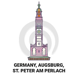 Germany, Augsburg, St. Peter Am Perlach travel landmark vector illustration