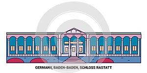 Germany, Badenbaden, Schloss Rastatt travel landmark vector illustration