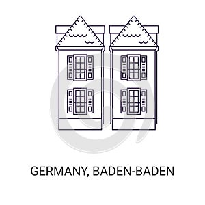Germany, Badenbaden travel landmark vector illustration