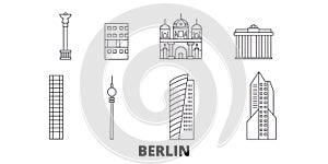 Germany, Berlin City line travel skyline set. Germany, Berlin City outline city vector illustration, symbol, travel