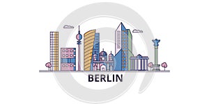 Germany, Berlin City tourism landmarks, vector city travel illustration