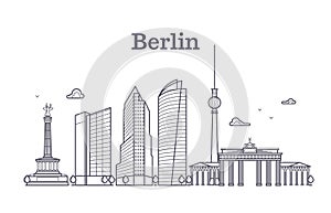 Germany berlin line vector landscape, city panoramic houses photo