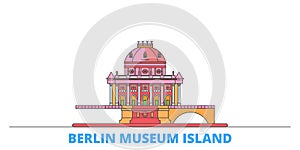 Germany, Berlin, Museum Island line cityscape, flat vector. Travel city landmark, oultine illustration, line world icons