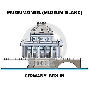 Germany, Berlin, Museum Island line icon concept. Germany, Berlin, Museum Island flat vector sign, symbol, illustration.