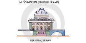Germany, Berlin, Museum Island tourism landmarks, vector city travel illustration