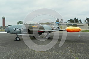 Germany, Berlin, Museum of military history, american subsonic jet simulator Lockheed T-33A Shooting Star