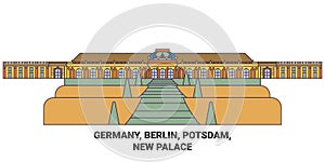 Germany, Berlin, Potsdam, New Palace travel landmark vector illustration