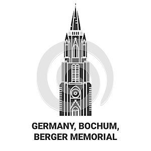 Germany, Bochum, Berger Memorial travel landmark vector illustration