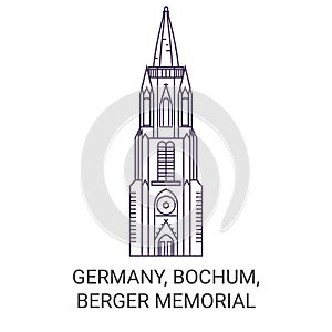 Germany, Bochum, Berger Memorial travel landmark vector illustration