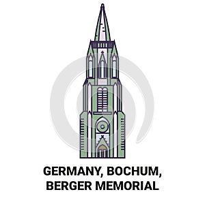 Germany, Bochum, Berger Memorial travel landmark vector illustration