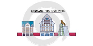 Germany, Braunschweig tourism landmarks, vector city travel illustration