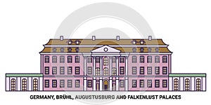 Germany, Bruhl, Augustusburg And Falkenlust Palaces travel landmark vector illustration