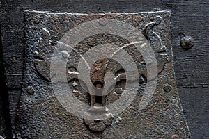 Germany, Burg Eltz Castle, a close up of an ancient keyhole in the door